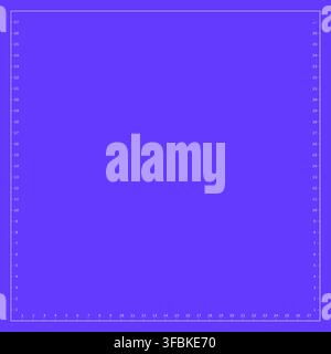 Precision frame measuring scale ruler overlay violet background technical blueprint template asset. Inner ruler scale double sided numbers white thin Stock Vector