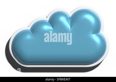 Blue volumetric cloud on an isolated background, 3D rendering illustration Stock Photo