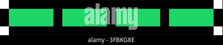 Low progress status energy bar health level pixel art style green game graphic. Single segment loading bar low health energy indicator pixelated video Stock Vector