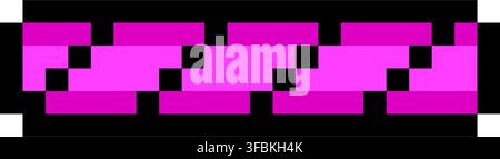 Empty health bar minimal progress level status pixel art style game graphic pink outline. Horizontal status bar low life energy level indicator pixela Stock Vector