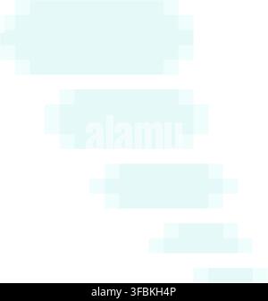 Multi line chat messages sequence dialog trail pixel art style light blue design. Multiple small pixelated speech bubbles layered message thread chat Stock Vector