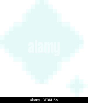 Diamond speech bubble chat message box pixel art style vector light blue colors. Rhombus shaped pixelated sparkle dialog game interface graphic asset Stock Vector