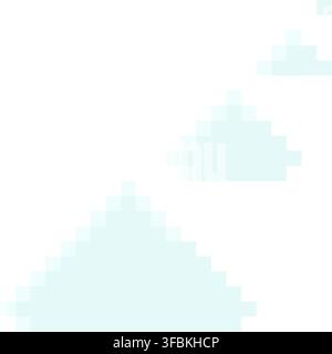 Ascending chat bubbles trail sequence message pixel art style icon light blue palette. Rising sequence small pixelated dialog trail game interface UI Stock Vector