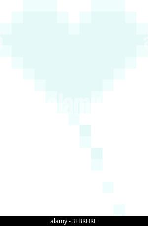 Heart speech chat bubble love message dialog box pixel art style light blue theme. Heart shaped pixelated romantic dialog game UI asset isolated white Stock Vector
