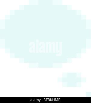 Thought bubble cloud dream message pixel art style game icon light blue palette. Oval thought cloud small tail pixelated dream dialog game interface g Stock Vector
