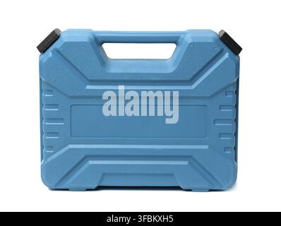 Blue plastic tool case isolated on white background Stock Photo