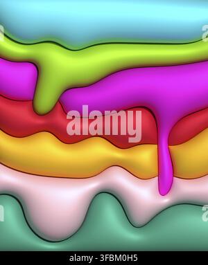 Abstract background with curved lines, 3D rendering illustration, inflated figures Stock Photo