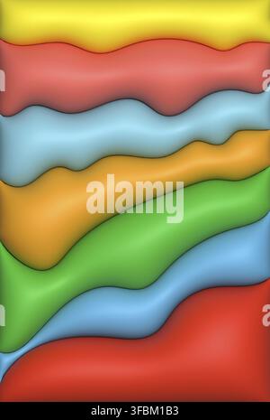 Abstract background with curved lines, 3D rendering illustration, inflated figures Stock Photo