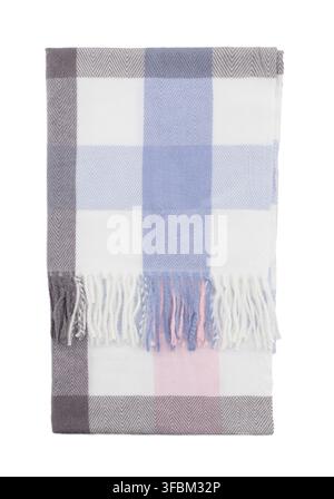 Checkered pastel colored plaid scarf isolated on white background Stock Photo