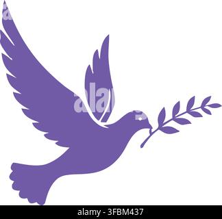 Dove with Olive Branch Isolated Stock Vector