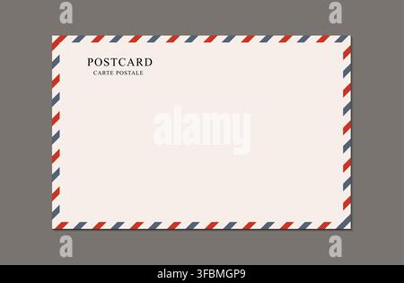 Vintage and modern postcard blank template. Vector correspondence paper mail postcard template. Mockup empty letter back side.  Stock Vector