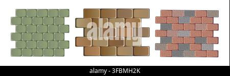 Set of landscape paving stone pattern. Seamless pattern vector floor, rock stones, garden, paving plan, map. Garden walkway.  Stock Vector