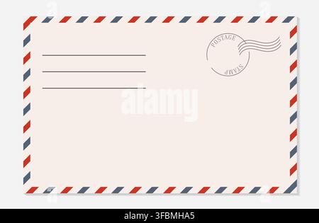 Vintage and modern postcard blank template. Vector correspondence paper mail postcard template. Mockup empty letter back side.  Stock Vector