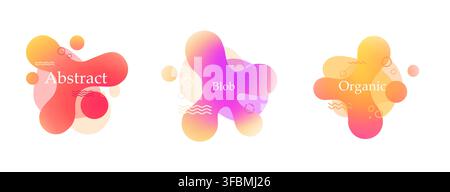 Set shape round gradient blob organic form. Abstract collection irregular blob. Liquid form deformed elements. Stock Vector