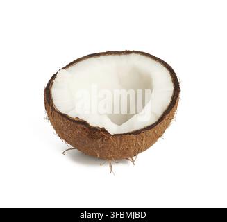 Half ripe coconut isolated on white background, close up Stock Photo