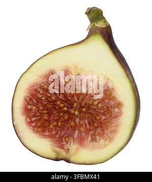 Half of a ripe fig on an isolated background, close up Stock Photo