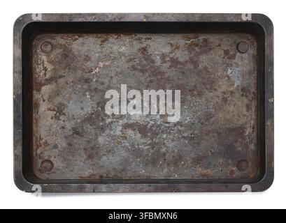 Empty black rectangular oven tray isolated on white background, top view Stock Photo