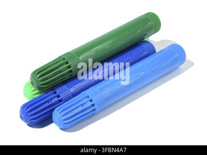Stack of multicolored felt-tip pens isolated on white background Stock Photo
