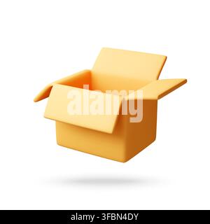 3D Open cardboard box icon Stock Vector