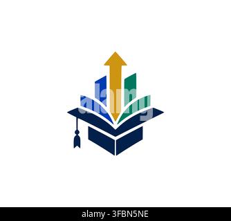 Professional academic book arrow logo for modern education growth design Stock Vector