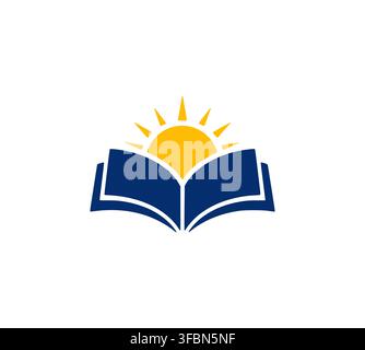 Modern sunrise book logo design for professional education identity branding Stock Vector