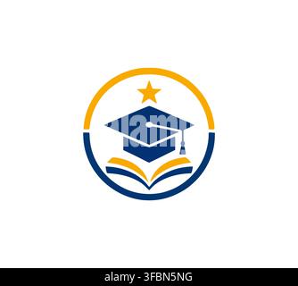 Professional star graduation cap logo for modern academy brand identity Stock Vector