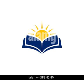 Professional morning sun book logo for modern academy education business Stock Vector