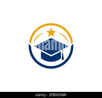 Modern star graduation cap logo for professional academic success branding Stock Vector