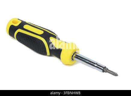 Screwdriver with a rubber handle on a white isolated background Stock Photo