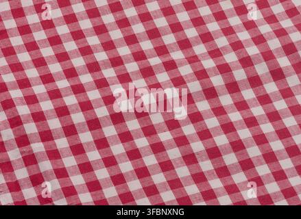 Red and white checkered textile towel, tablecloth Stock Photo