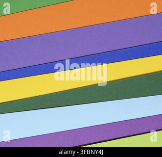 Colorful diagonal paper stripes, close up Stock Photo