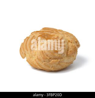 Baked round eclair on white background Stock Photo