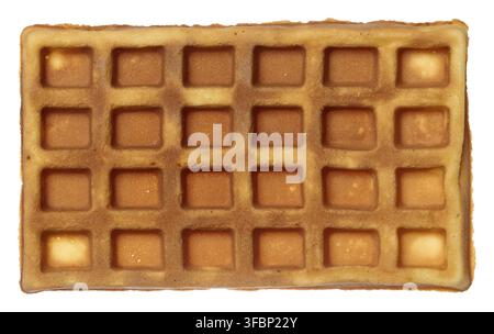 Rectangular baked Belgian waffle on isolated background Stock Photo