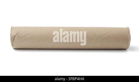 Brown paper towel from a roll of kitchen towels, object isolated on a white background Stock Photo