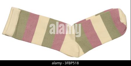Striped cotton socks on isolated background, close up Stock Photo