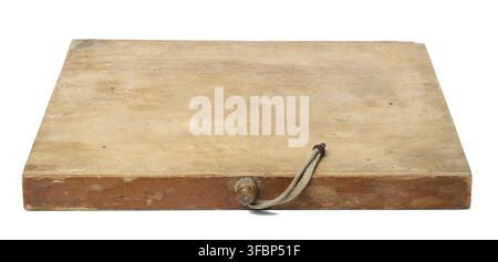 Rectangular wooden cutting board empty on white isolated background Stock Photo