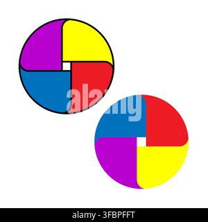 Color wheel segmented circle quadrant set with bright vector palette eps 10 Stock Vector