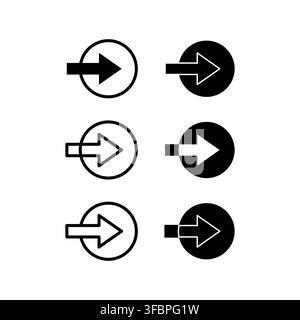 Arrow pointer next forward button set with black silhouette eps 10 Stock Vector