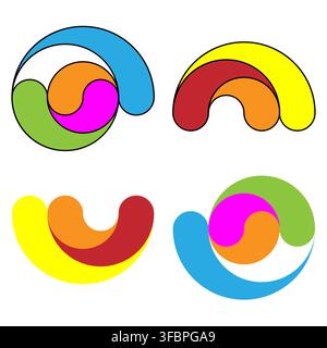 Colorful curve bean geometry collection with bright vector shape. eps 10. Stock Vector