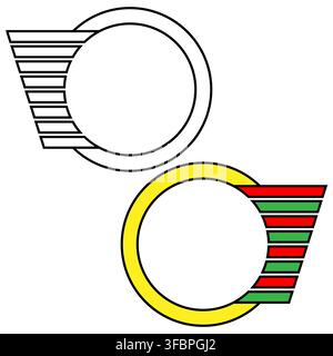 Winged circle logo frame border with colorful vector graphic. eps 10. Stock Vector