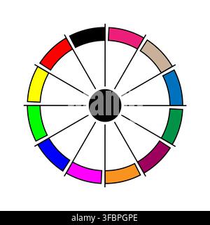 Color wheel segmented circle chart with bright vector palette eps 10 Stock Vector