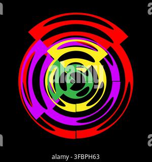 Concentric circle radar target segment with bright colors eps 10 Stock Vector