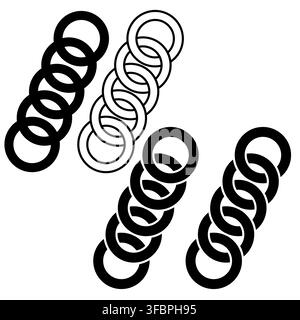 Link circle chain string with minimal black vector graphic. eps 10. Stock Vector