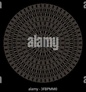 Radial mandala sunburst rosette with geometric black vector element. eps 10. Stock Vector