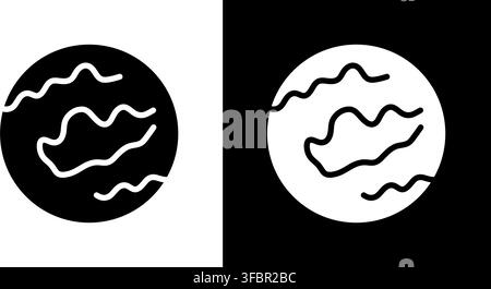 Planet With Wavy Lines Solid Icon Set. Celestial Body, Astronomy, And Space Exploration Silhouette Symbol Collection. Cosmic Design Element. Isolated Stock Vector