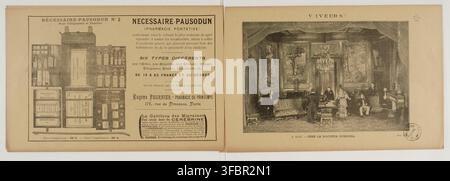 A late 19th-century advertisement for the Nécessaire-Pausdun No. 2, a portable pharmacy designed for vacations and families, containing a compact set of essentials to respond to various emergencies, including severe accidents. Stock Photo