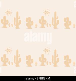 Seamless pattern with large cactus shapes in warm tones. Ideal for bold design applications. Stock Vector