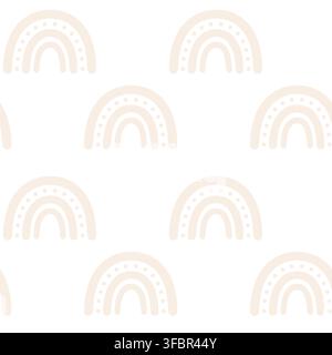 Delicate seamless rainbow pattern in light neutral tones. Ideal for nursery and kids products. Stock Vector