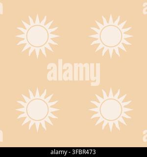Minimal seamless pattern with sun shapes in warm neutral tones. Perfect for boho and nursery design. Stock Vector