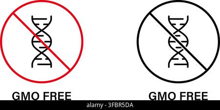 Gmo Free Dna Symbol Solid Icon Set. Genetic Modification Prohibition And Natural Product Assurance Silhouette Symbol Collection. Biotechnology Stock Vector